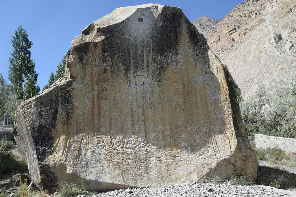 Manthal Rock Buddha 8th-century carving on granite boulder near Skardu Pakistan